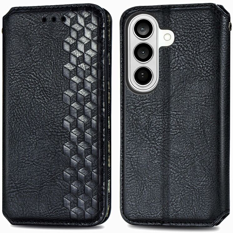 Чехол Deexe Rhombus Wallet для Samsung Galaxy S26 Plus - Black: фото 1 из 6