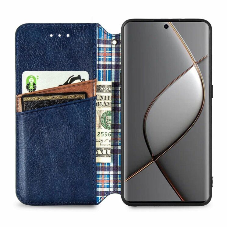 Чехол Deexe Rhombus Wallet для TECNO Spark 20 Pro+ - Blue: фото 2 из 6
