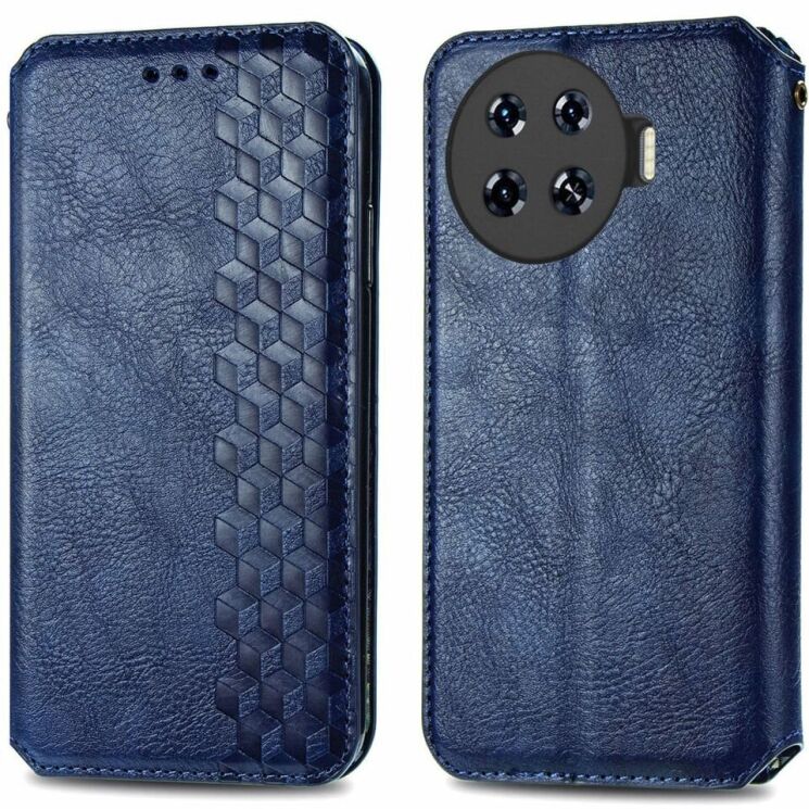 Чехол Deexe Rhombus Wallet для TECNO Spark 20 Pro+ - Blue: фото 1 из 6