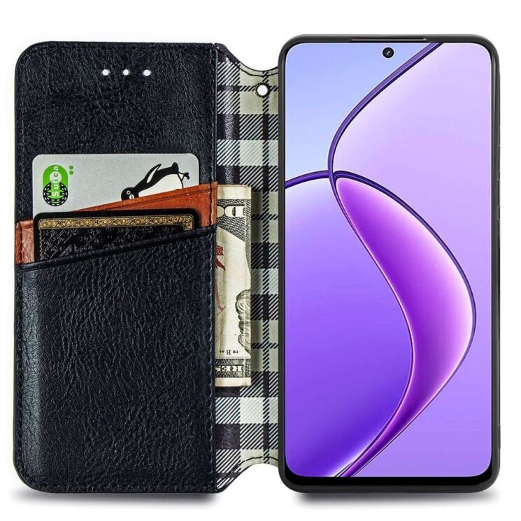 Чохол Deexe Rhombus Wallet для TECNO Spark 30C - Black: фото 2 з 6