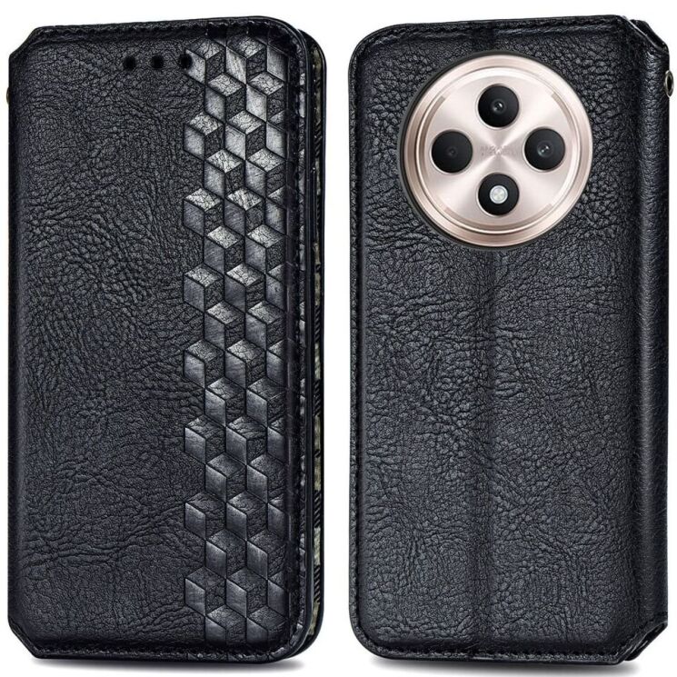 Чохол Deexe Rhombus Wallet для TECNO Spark 30C - Black: фото 1 з 6