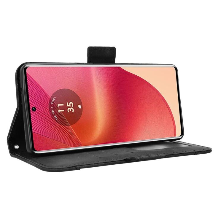 Чехол Deexe Wallet Stand для Motorola Edge 50 Fusion - Black: фото 4 из 7