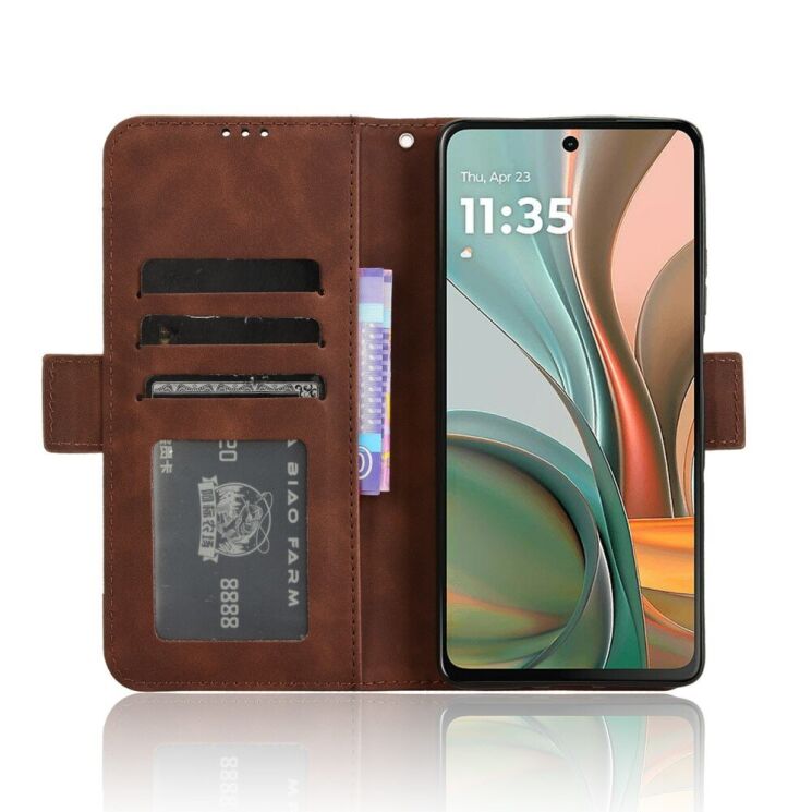 Чехол Deexe Wallet Stand для Motorola Moto G75 - Brown: фото 3 из 8