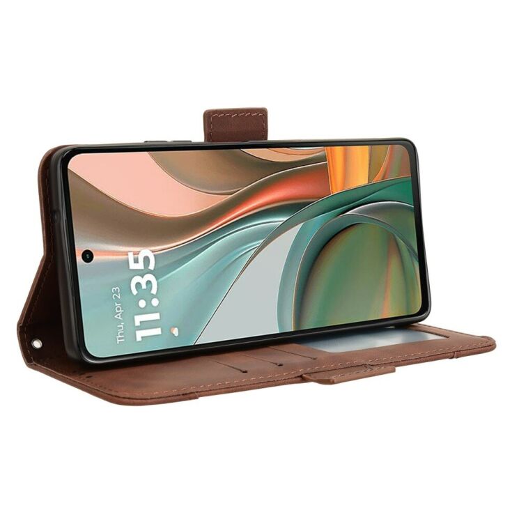 Чехол Deexe Wallet Stand для Motorola Moto G75 - Brown: фото 4 из 8