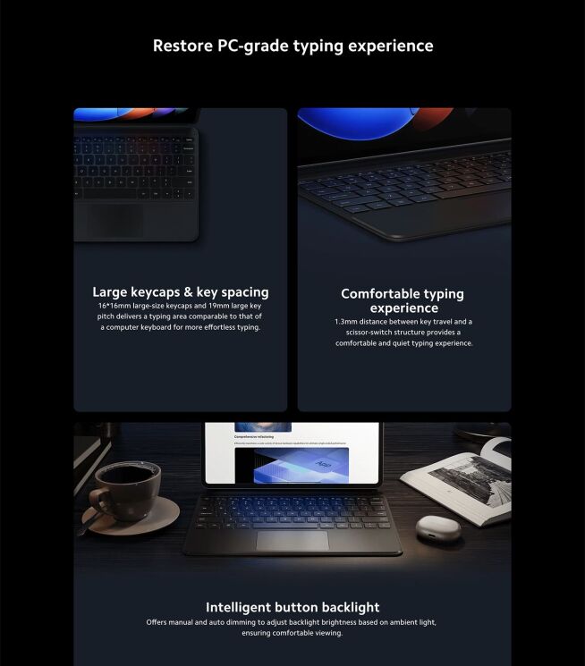 Чохол-клавіатура Touchpad Keyboard для Xiaomi Pad 6S Pro 12.4 (BHR8420GL) - Black: фото 7 з 10