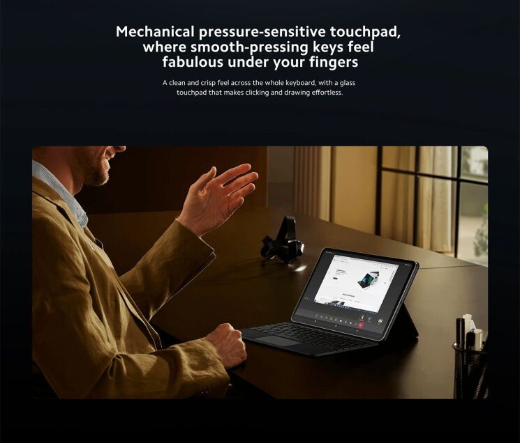 Чохол-клавіатура Touchpad Keyboard для Xiaomi Pad 6S Pro 12.4 (BHR8420GL) - Black: фото 4 з 10