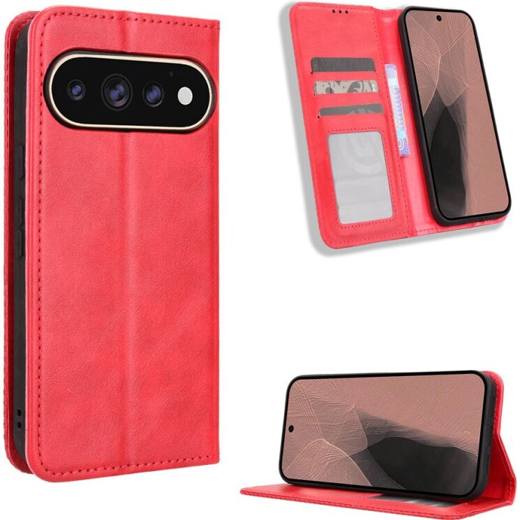 Чохол-книжка Deexe Retro Style для Google Pixel 11 / 11 Pro - Red: фото 1 з 19