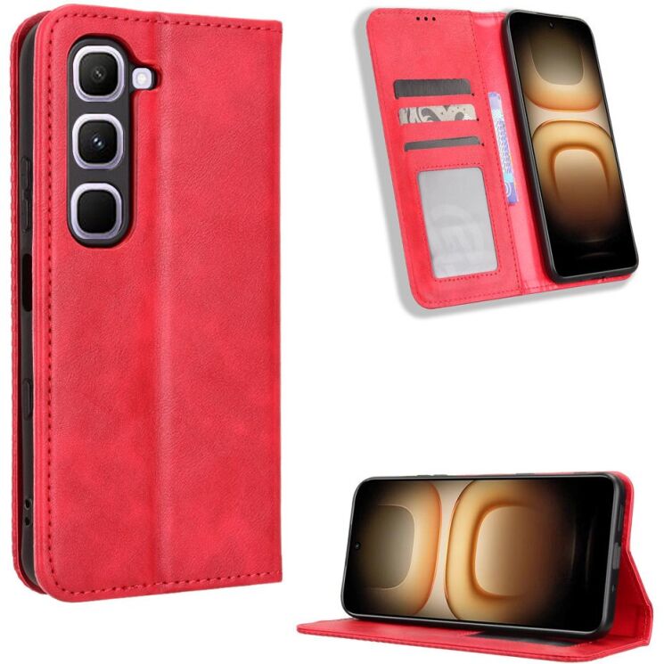 Чохол-книжка Deexe Retro Style для Infinix Hot 70 Pro - Red (331103R) Чохол-книжка Deexe Retro Style для Infinix Hot 70 Pro - Red: фото 2 з 18