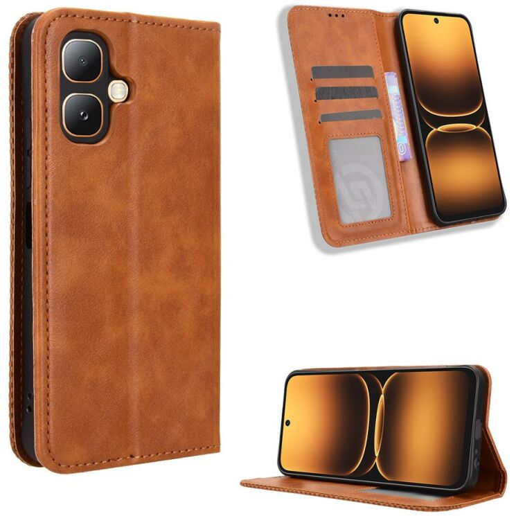 Чехол-книжка Deexe Retro Style для Infinix Smart 20 - Brown (411200Z) Чехол-книжка Deexe Retro Style для Infinix Smart 20 - Brown: фото 2 из 20