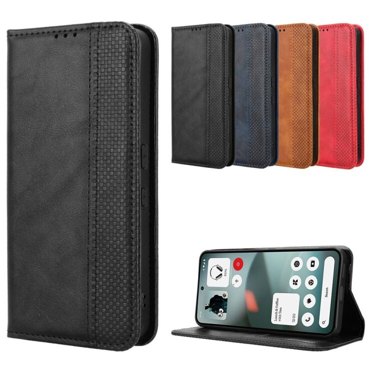 Чехол-книжка Deexe Retro Style для Nothing Phone (3a) Lite - Black: фото 9 из 20