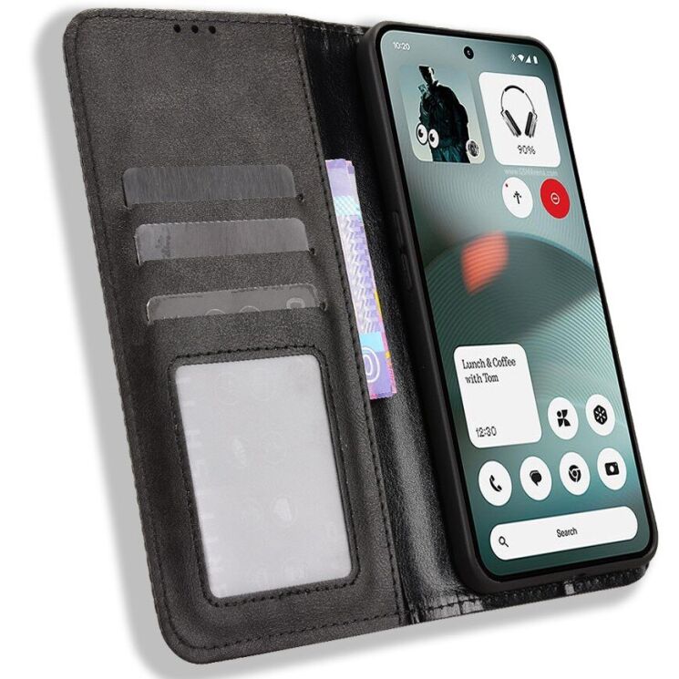 Чехол-книжка Deexe Retro Style для Nothing Phone (3a) Lite - Black: фото 4 из 20