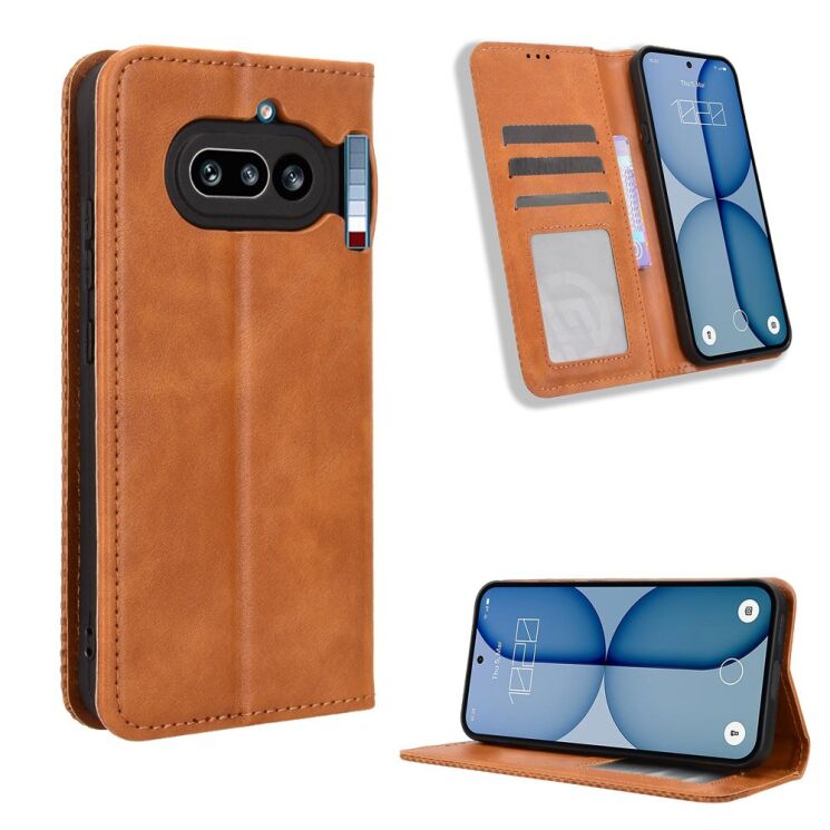 Чохол-книжка Deexe Retro Style для Nothing Phone (4a) - Brown (411308Z) Чохол-книжка Deexe Retro Style для Nothing Phone (4a) - Brown: фото 2 з 17