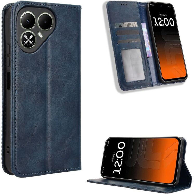 Чехол-книжка Deexe Retro Style для TECNO Pova 8 - Blue: фото 2 из 19