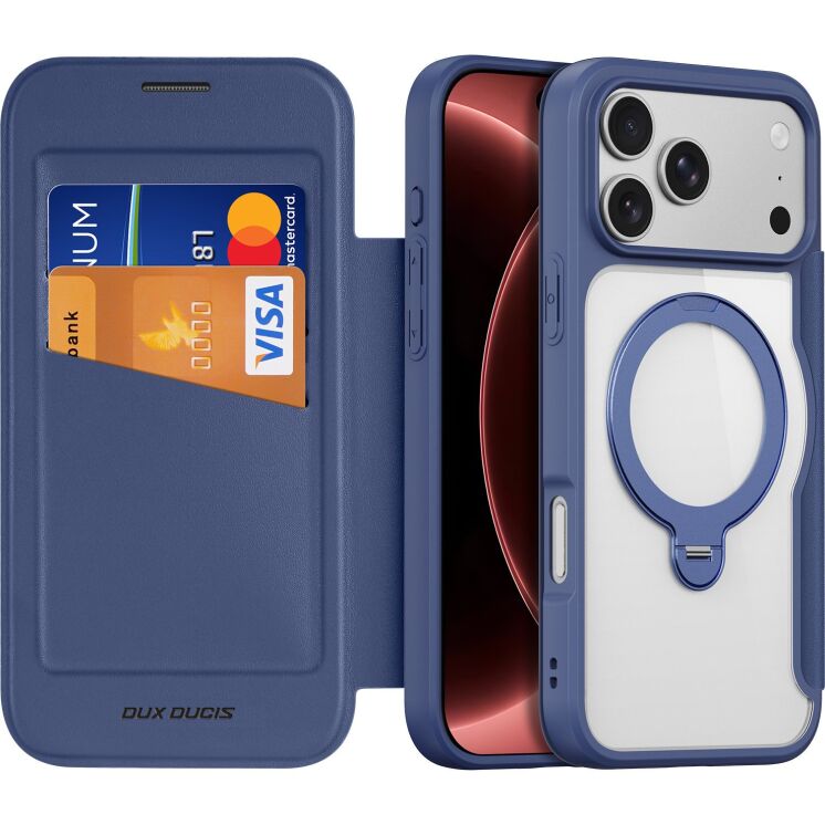 Чохол-книжка Dux Ducis Skin X Pro Magnetic Kickstand для iPhone 18 Pro / 17 Pro - Blue: фото 2 з 12