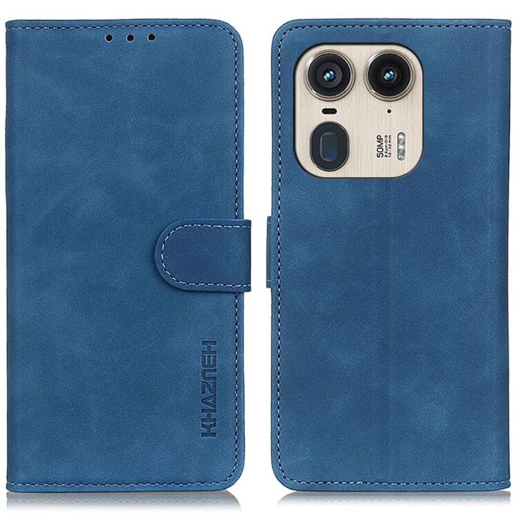 Чехол-книжка KHAZNEH Retro Wallet для Motorola Edge 50 Ultra - Blue: фото 1 из 9