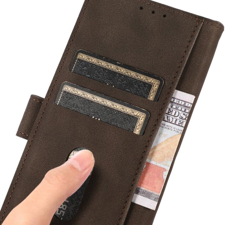 Чехол-книжка KHAZNEH Retro Style для Samsung Galaxy S21 FE (G990) - Brown: фото 7 из 9