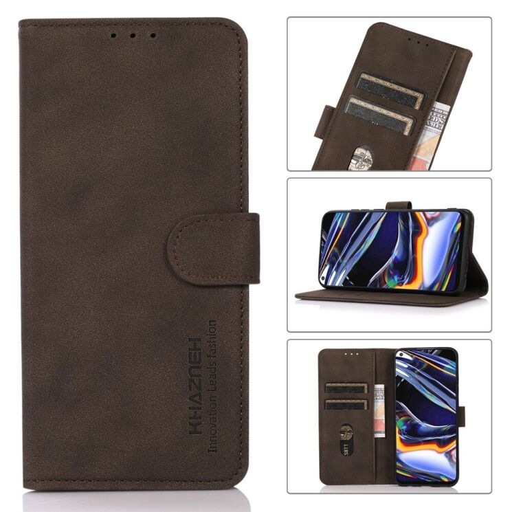 Чехол-книжка KHAZNEH Retro Style для Samsung Galaxy S21 FE (G990) - Brown: фото 1 из 9