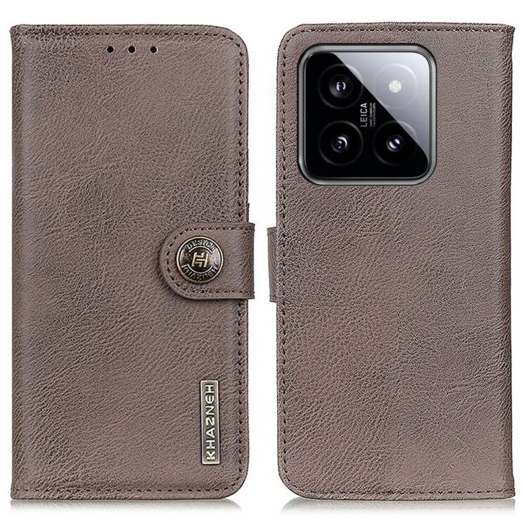 Чехол-книжка KHAZNEH Wallet Cover для Xiaomi 14 Pro - Khaki: фото 1 из 9