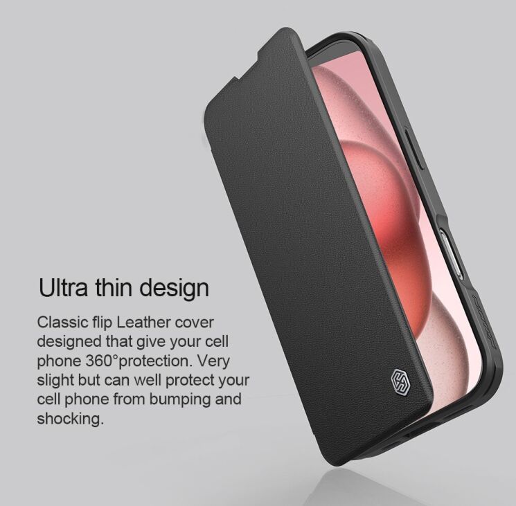 Чехол-книжка NILLKIN Qin Prop Leather Case для Apple iPhone 16 Pro Max - Black: фото 12 из 17