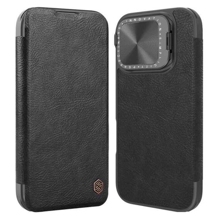 Чехол-книжка NILLKIN Qin Prop Leather Case для Apple iPhone 16 Pro Max - Black: фото 1 из 17