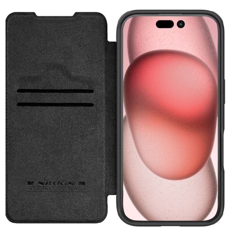 Чехол-книжка NILLKIN Qin Prop Leather Case для Apple iPhone 16 Pro Max - Black: фото 2 из 17