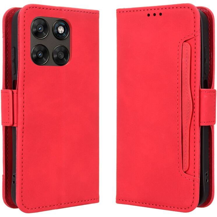 Чохол-книжка з кишеньками Deexe Wallet Stand для Motorola Moto G77 - Red: фото 1 з 15