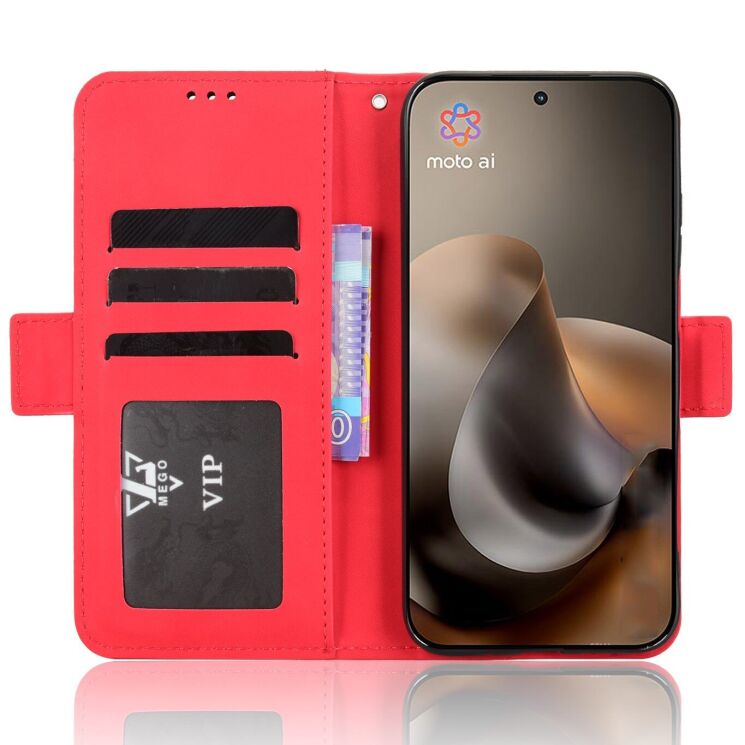 Чохол-книжка з кишеньками Deexe Wallet Stand для Motorola Moto G77 - Red: фото 5 з 15