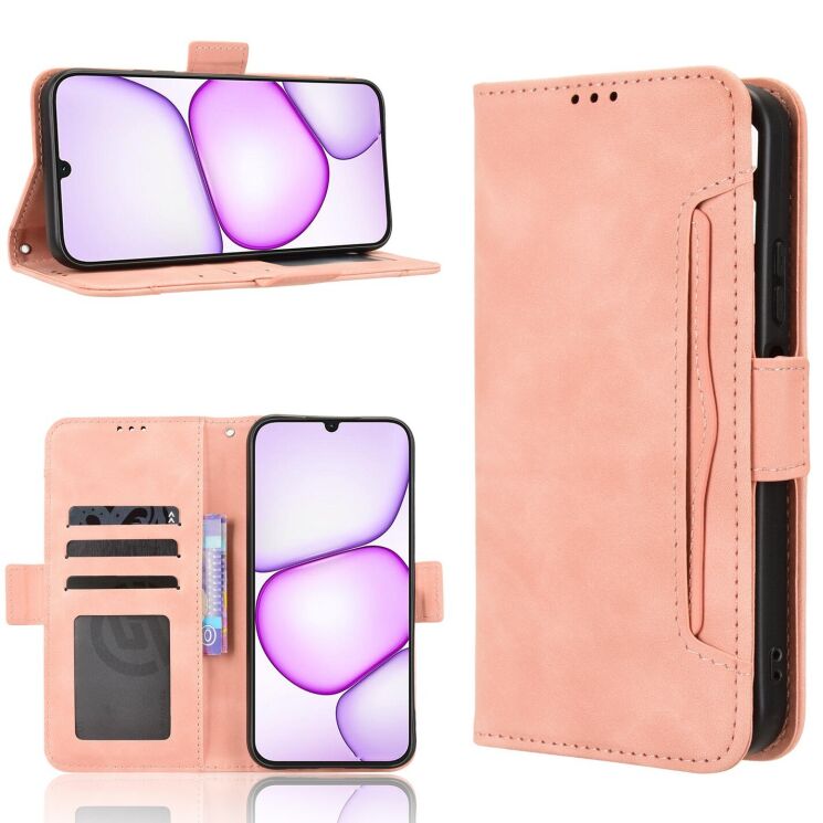 Чохол-книжка з кишеньками Deexe Wallet Stand для Realme C100i - Pink: фото 8 з 15