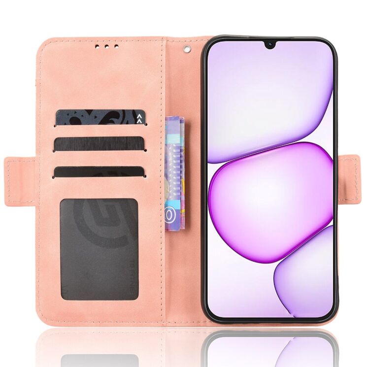 Чохол-книжка з кишеньками Deexe Wallet Stand для Realme C100i - Pink: фото 5 з 15