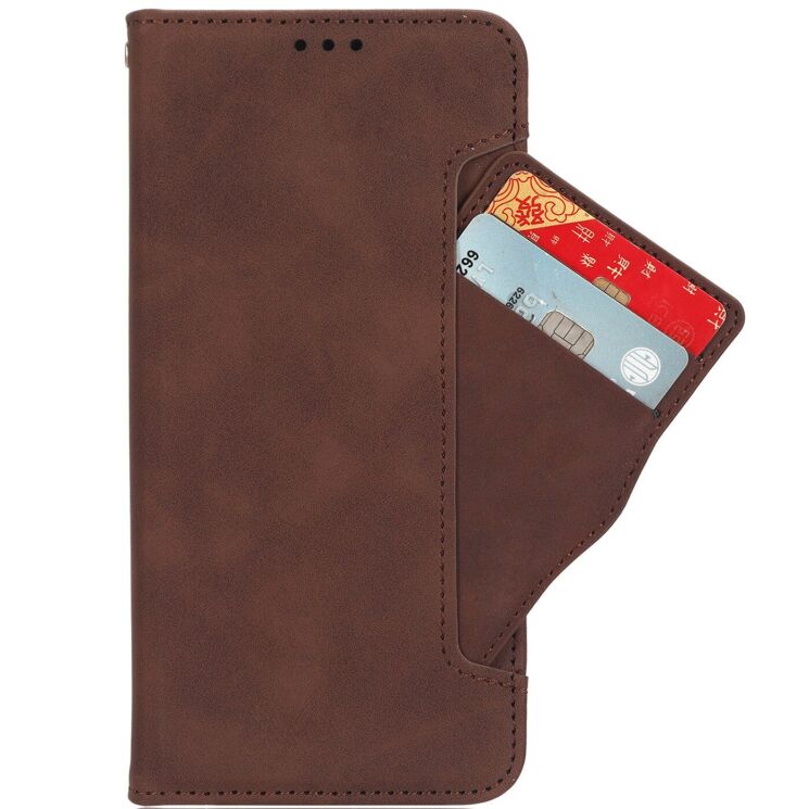 Чехол-книжка с карманами Deexe Wallet Stand для Xiaomi Redmi Note 15 Pro Plus / Poco M8 Pro 5G - Brown: фото 3 из 17