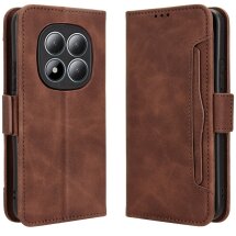 Чехол-книжка с карманами Deexe Wallet Stand для Xiaomi Redmi Note 15 Pro Plus / Poco M8 Pro 5G - Brown: фото 1 из 17