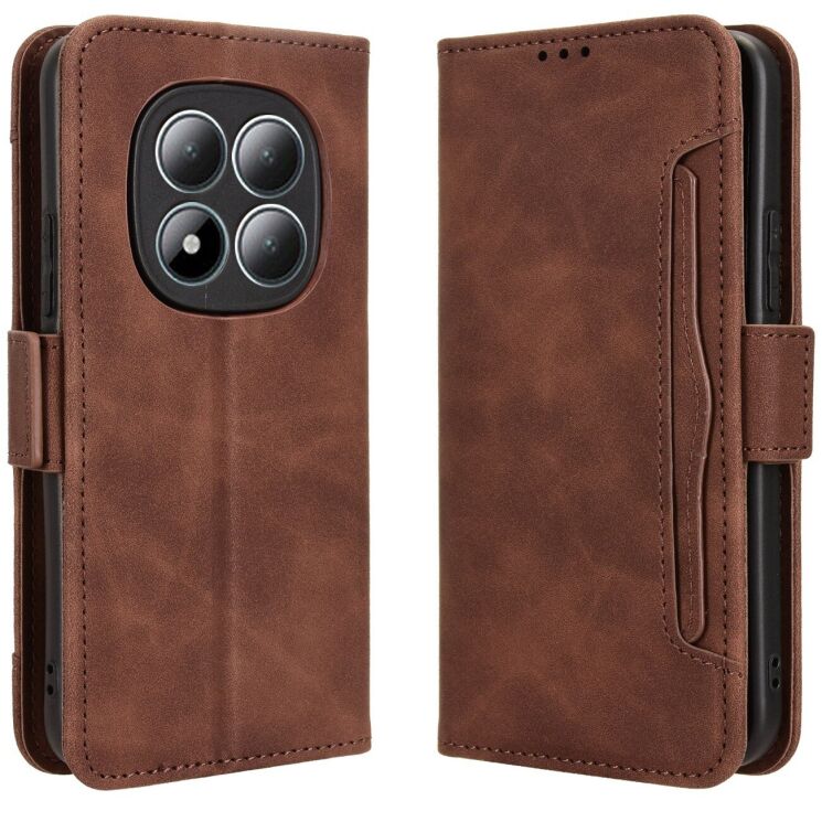Чехол-книжка с карманами Deexe Wallet Stand для Xiaomi Redmi Note 15 Pro Plus / Poco M8 Pro 5G - Brown: фото 1 из 17