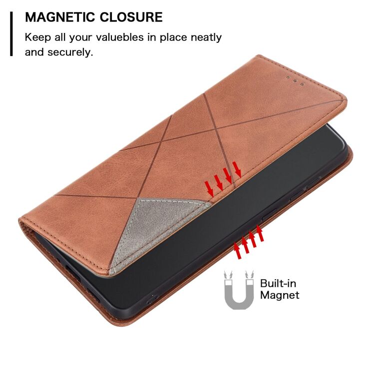 Чехол-книжка с карманами UniCase Geometric Pattern для Google Pixel 11 Pro XL - Brown: фото 10 из 12