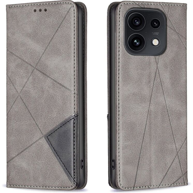 Чехол-книжка с карманами UniCase Geometric Pattern для OPPO Reno 16 / 16 Pro - Grey (413212H) Чехол-книжка с карманами UniCase Geometric Pattern для OPPO Reno 16 / 16 Pro - Grey: фото 1 из 10
