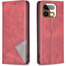 Чехол-книжка с карманами UniCase Geometric Pattern для Realme 16 Pro Plus - Red: фото 1 из 10