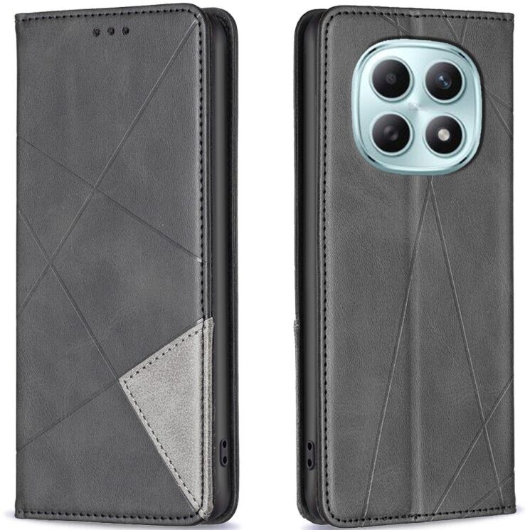 Чехол-книжка с карманами UniCase Geometric Pattern для Xiaomi Redmi Note 15 Pro 5G - Black: фото 1 из 10