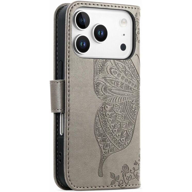 Чохол-книжка з малюнком UniCase Butterfly Pattern для iPhone 18 Pro / 17 Pro - Grey: фото 6 з 9