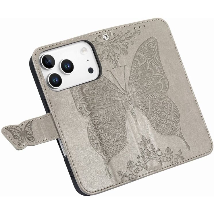 Чохол-книжка з малюнком UniCase Butterfly Pattern для iPhone 18 Pro / 17 Pro - Grey: фото 4 з 9