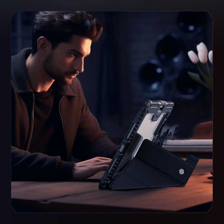 Чехол NILLKIN Bumper Leather Case Pro для Apple iPad Pro 11 (2024) - Blue: фото 17 из 21