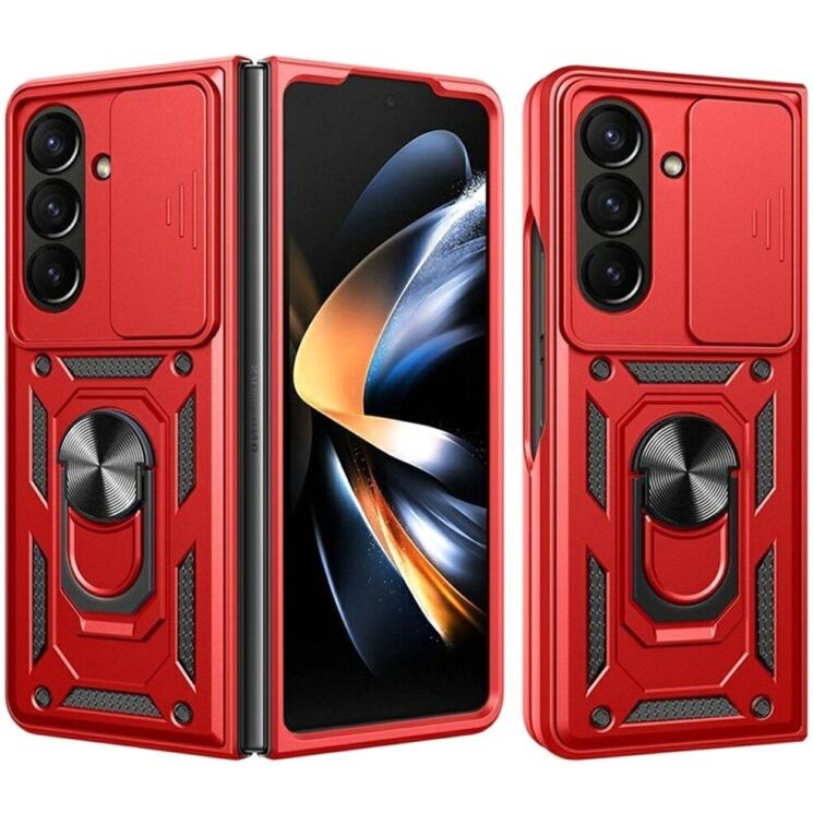 Чохол (PC+TPU) з підставкою Deexe Armor Shield (FF) для Samsung Galaxy Fold 8 Ultra - Red: фото 1 з 11