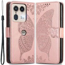 Чехол UniCase Butterfly Pattern для Motorola Edge 50 Ultra - Rose Gold: фото 1 из 8