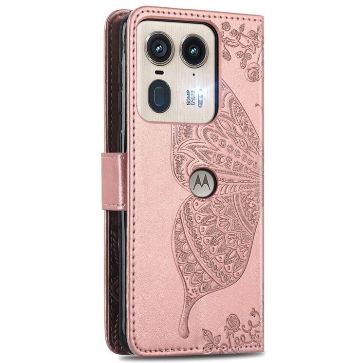 Чохол UniCase Butterfly Pattern для Motorola Edge 50 Ultra - Rose Gold: фото 5 з 8