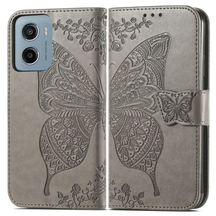 Чехол UniCase Butterfly Pattern для Motorola Moto G05 - Grey: фото 2 из 11