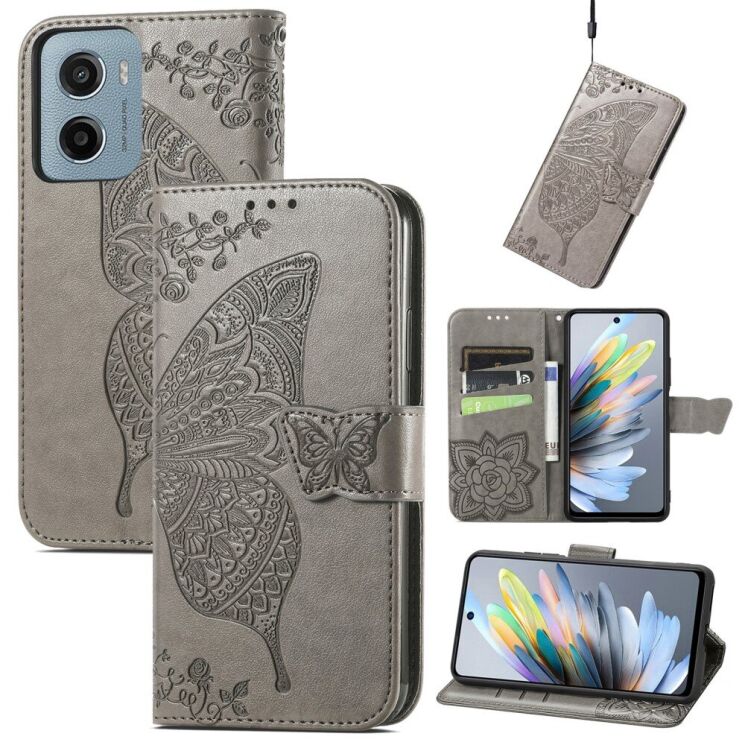 Чехол UniCase Butterfly Pattern для Motorola Moto G05 - Grey: фото 1 из 11