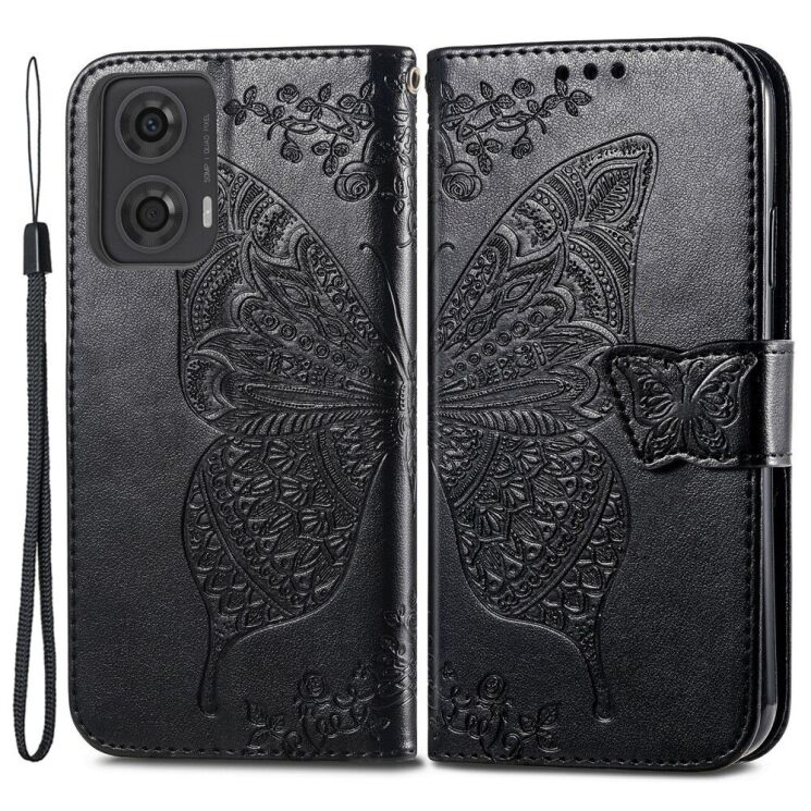 Чохол UniCase Butterfly Pattern для Motorola Moto G24 / G04 / G04s / E14 - Black: фото 1 з 8