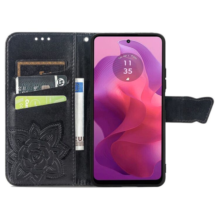 Чохол UniCase Butterfly Pattern для Motorola Moto G24 / G04 / G04s / E14 - Black: фото 2 з 8
