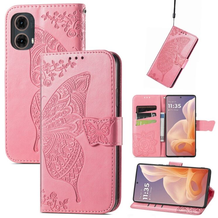 Чехол UniCase Butterfly Pattern для Motorola Moto G85 - Pink: фото 4 из 6