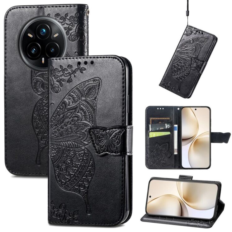 Чехол UniCase Butterfly Pattern для Realme 14 Pro Plus - Black: фото 1 из 9