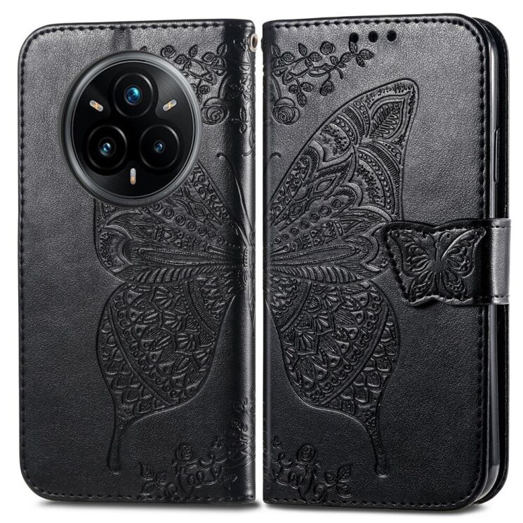 Чехол UniCase Butterfly Pattern для Realme 14 Pro Plus - Black: фото 2 из 9