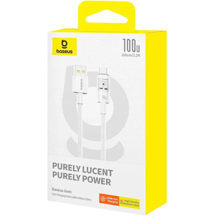 Кабель Baseus Gem USB to Type-C (100W, 1m) P10373002211-00 - White: фото 7 з 24